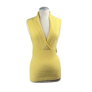 Cache Yellow‎ V-Neck Sweater